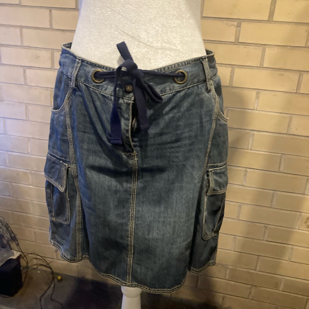 Merona Denim Mini Skirt with Navy Tie